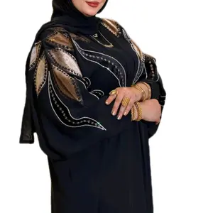 Muslim Long Abaya - Elegant Long Dress for Women with Floral Embroidery and Comfortable Fit all ladies