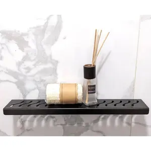 12 Inch Dark Bronze Stainless Steel Wall-Mounted Shower Shelf - Wave Design