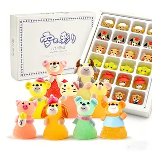 24pcs Cute Animal-Shaped Gummy Candy Box, Handmade Cartoon Jelly Sweets, Fruity Flavor, Creative Kids Snack & Birthday Party Favor Gift Set