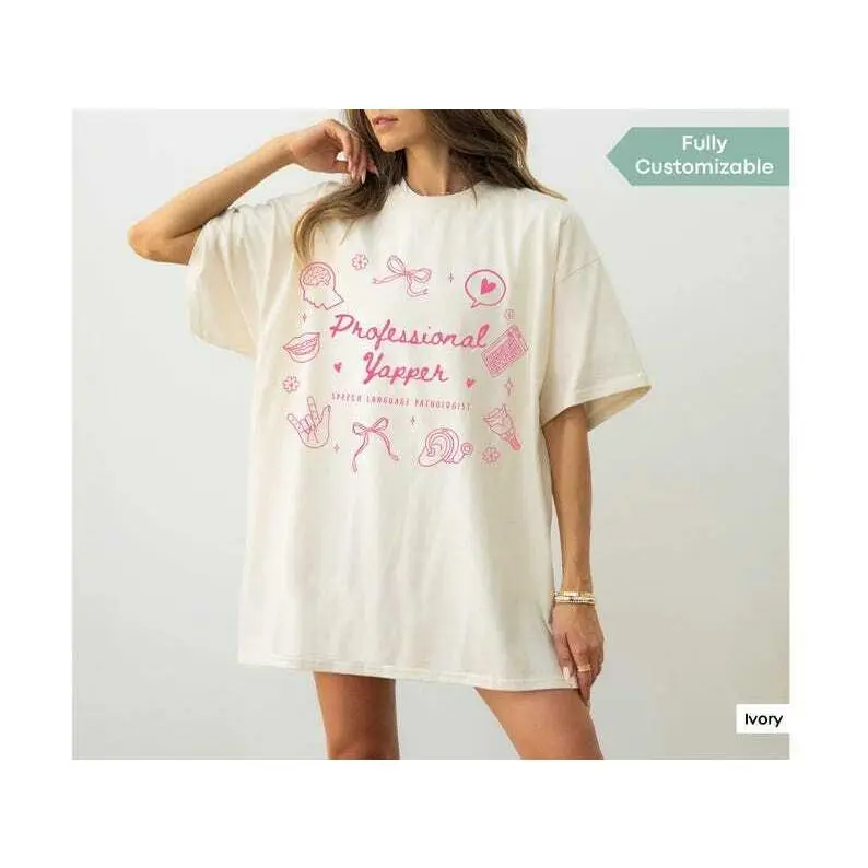 Professional Yapper Shirt Comfort Colors® Funny Speech Language Pathologist TShirt, Speech Therapist Gift SLP T-Shirt Speech Therapy T Shirt Cotton Fabric Oversize Top