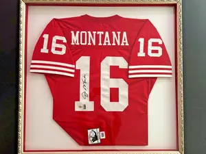 Signed & Framed Joe Montana #16 Jersey 33x33 inch Framed 1989 Throwback Auth