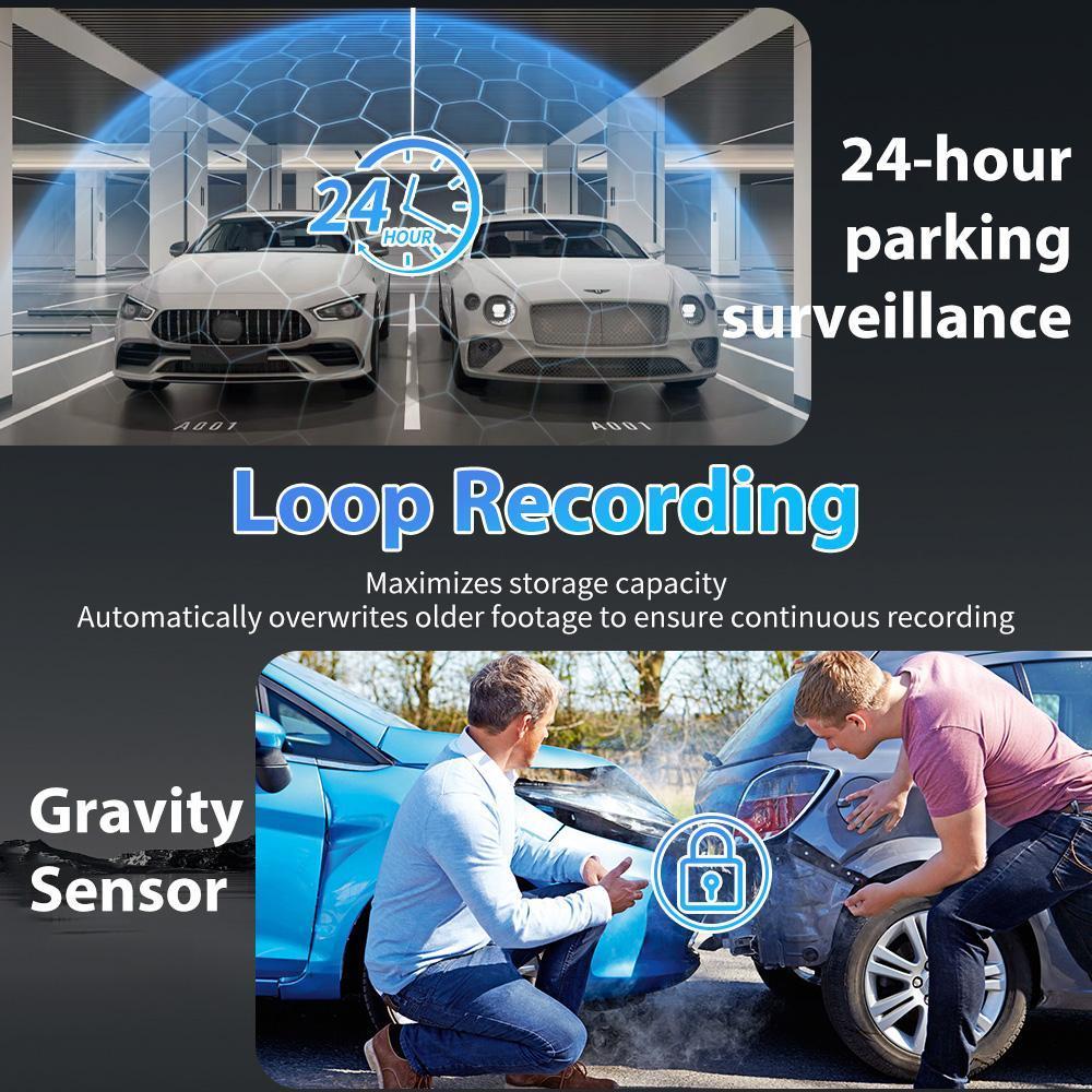 1080P 4 Channel Dash Cam WiFi, Quad Camera Car DVR with 64GB Card, 3.0" IPS Screen, OBD Power, Full View Recording