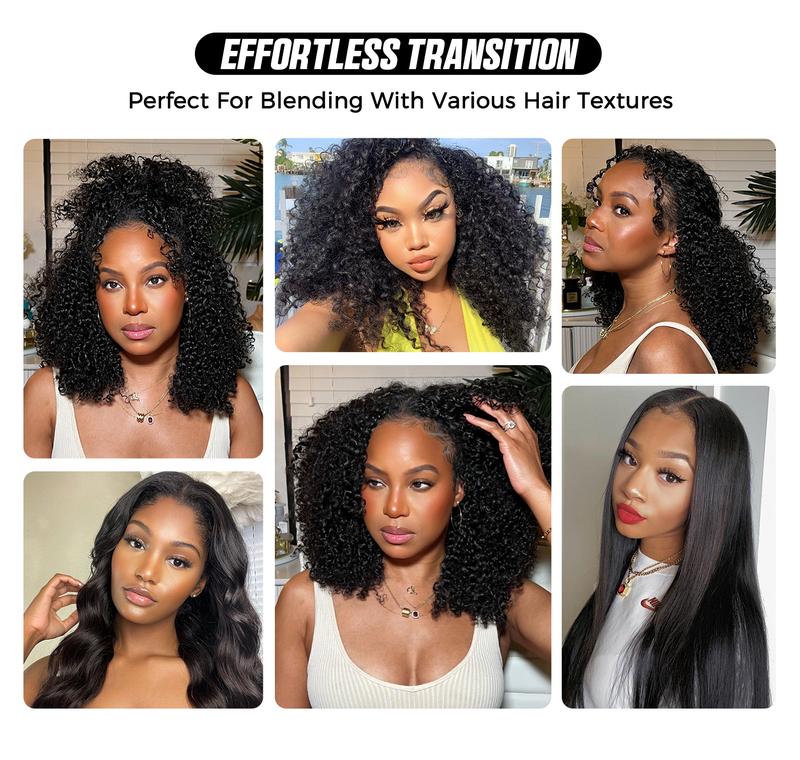 OQ HAIR Afro Curly Glueless V Part Wigs With Drawstring No Leave Out Thin Part Human Hair Wig Beginner Friendly Upgrade U part Wig Without Leave out
