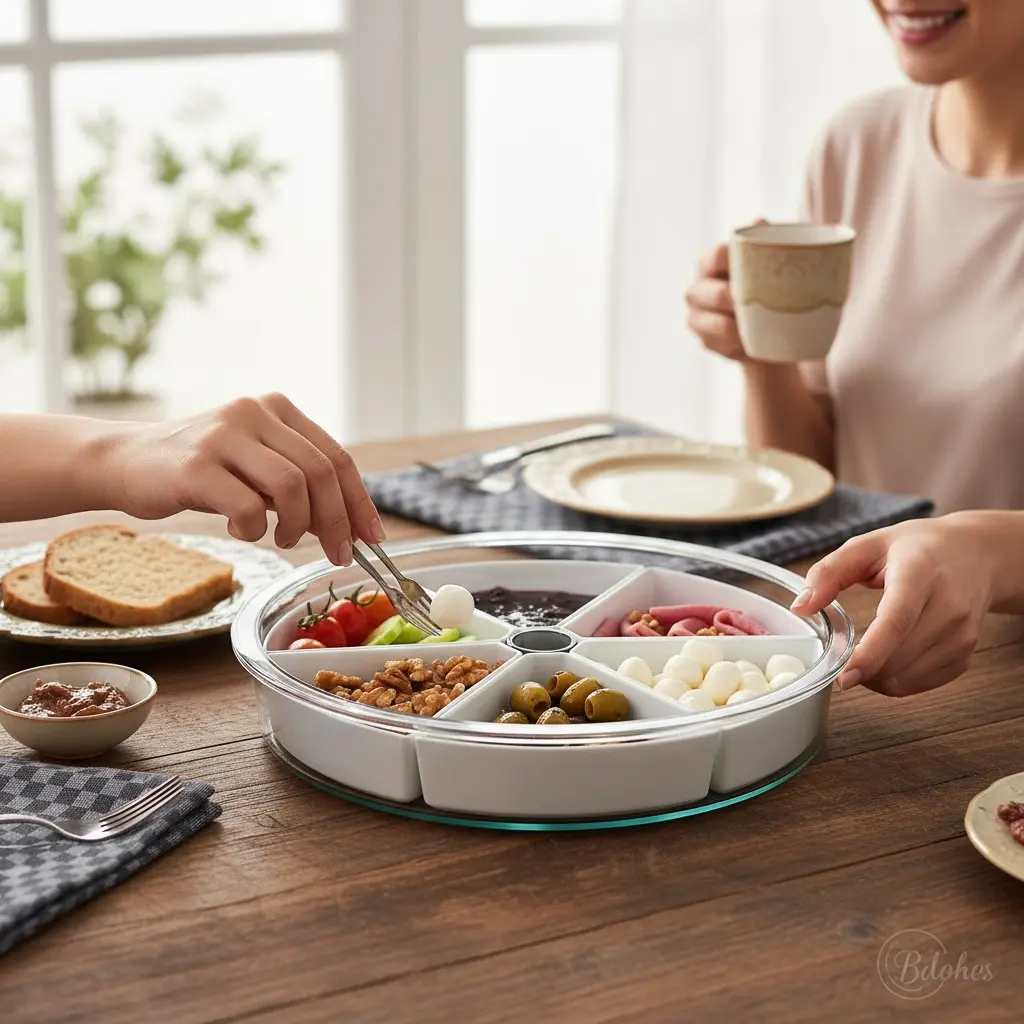 6-Compartment 360° Rotating Breakfast & Snack Server