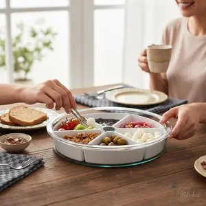 6-Compartment 360° Rotating Breakfast & Snack Server