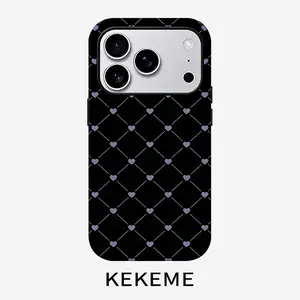 Love diamond black creative pattern, stylish and unique 2-in-1 mobile phone case, durable and anti-drop, suitable for iPhone 17 16 15 14 13 12 11 Plus Pro Max Air, Samsung Galaxy S series and A series, gifts for relatives and friends