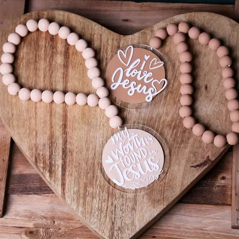 JESUS IS LOVE Car Charm- Christian Car Accessory- Wood Beaded Car Charm