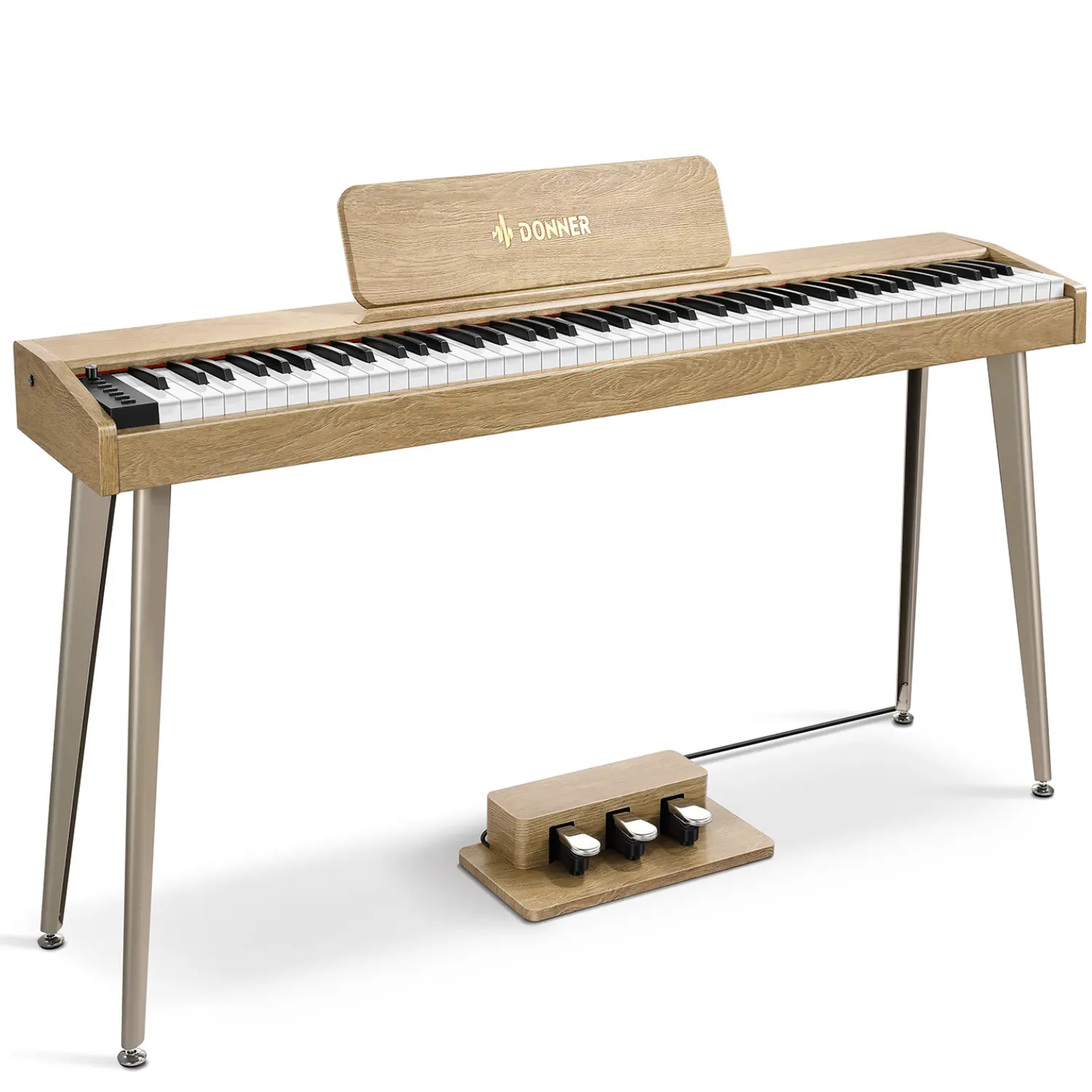 Donner DDP-60 Wooden 88-Key Semi-Weighted Upright Piano, Musical Electronic Digital Piano Keyboard with 3-Pedal for Beginners, Musical Electronic Digital Pianos