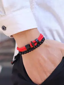 Men's Minimalist Stone Beaded Bracelet, Adjustable Cuff, Fashionable Jewelry for Party, Daily Clothing Decor, Trendy All-match & Exquisite Jewelry for Birthday Gift