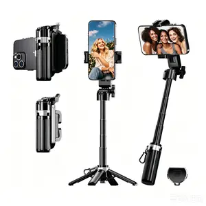2026 New Mini Selfie Stick Tripod, Extendable Grip Phone Tripod with Detachable Remote Pocket Size, 5-in-1 Mini Phone Grip, 10m Wireless Shutter, Vlog Livestreaming Photography