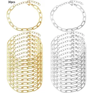 30pcs Chain Bracelets Kit Alloy Link with Lobster Clasps for Christmas DIY Women Jewelry Findings Bracelet Making
