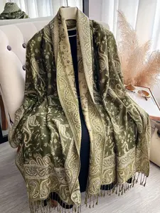 Bohemian Women's Pashmina Scarf, Long Printed Boho Style Shawl in Paisley Design, Soft and Stylish Headscarf in Multiple Colors