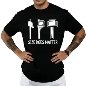 Men's "Size Matters" Postal Worker T-Shirt – Funny Mail Carrier Slogan in Black & White