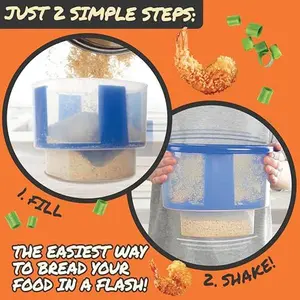 COOK'S CHOICE The Original Better Breader Bowl All-in-One Mess-Free Batter Breading Station - Pour in Seasonings, Add Meat or Veggies & Shake for Perfect Coating - Great for Parties- Made in the USA