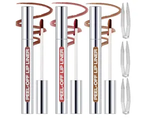3 Colors Peel Off Lip Liner Stain with Tweezer Kit, Long Lasting Waterproof Lip Tint Stains Makeup Set with Matte Finish for Women, Natural Look, Easy to Use, for All Skin Types (#2,3,4)
