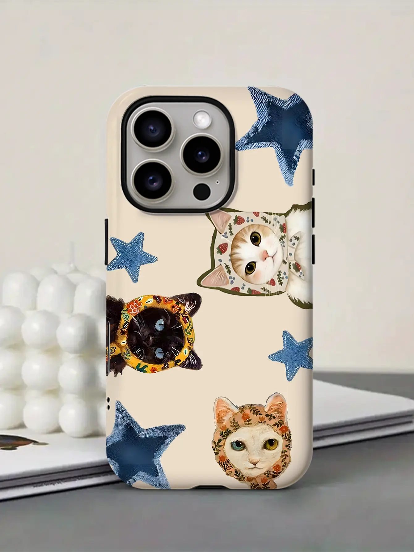Starry Cats TPU Smartphone Case - Durable, Shockproof, Glossy, High Color Fastness Casing with Camera Protection for iPhone 11 Pro Max, Aesthetic Accessory for Stylish Cat Lovers