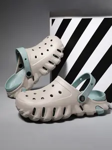 Fashion New Women's Holey Shoes, Fun Hollow Design, Hollow Out Slippers, Durable Thick Sole, Casual Beach Sandals, Eva Beach Slippers, Summer Slip-On, Comfortable Breathable Footwear