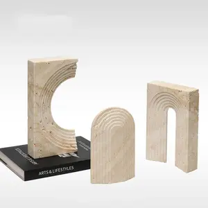 Minimalist Natural Marble Archway Shape Ornament Luxury Travertine Stone Table Geometric Decoration Crafts Gift Home Decor