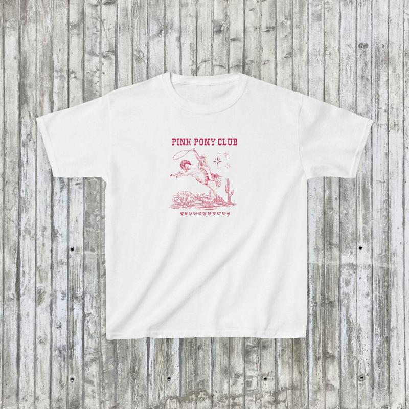 Pink Pony Club Baby Tee | Chappell Shirt, Cowgirls Tee, 90's Style Clothing, Y2K Style Baby Tee, Y2K Coquette Tee, Western Shirt, Roan