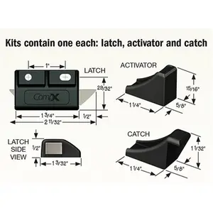 212 MAIN Double Door Metal Latch - Timberline Locks, Slam Action, Black, Low Profile, Plastic Housing