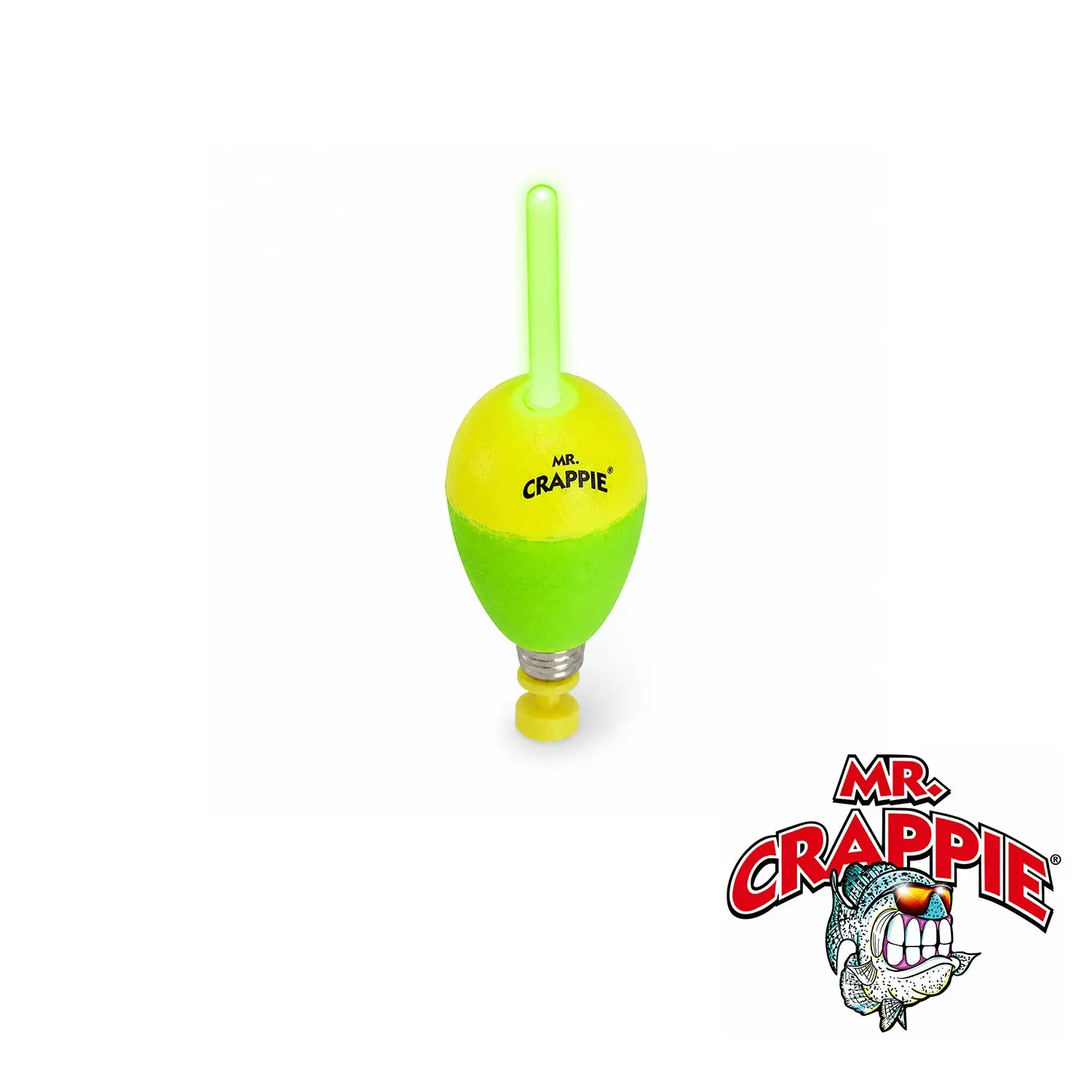 Mr. Crappie Lighted Flo Glo Bobber 1 1/2" Pear Y/G 2 pk