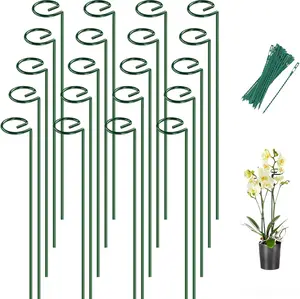 20 Pack  Stakes, 16 Inch  Support Stakes with 15 Twist Ties,  Sticks Support, Flower Stakes for  Peony, Tomato Seedling, Marigold, Amaryllis, Sapling, Coreopsis