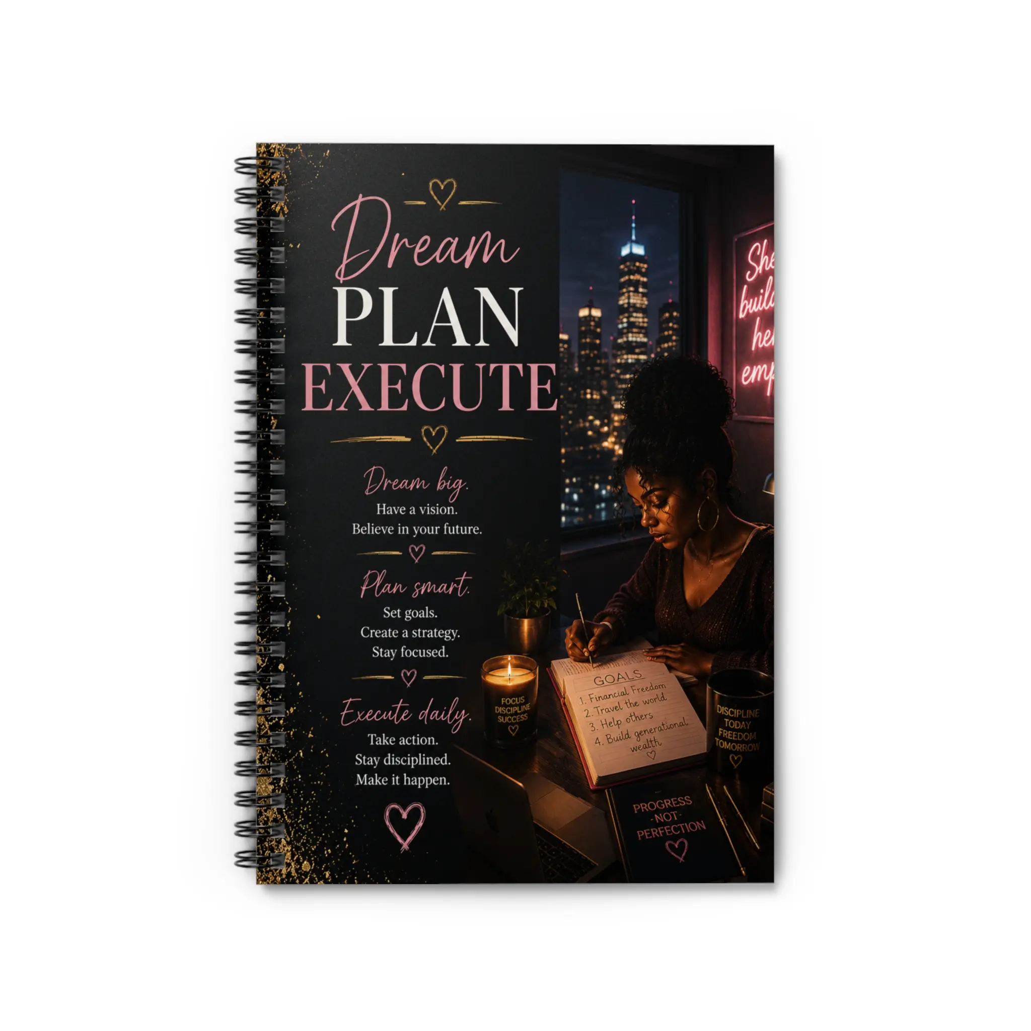 Dream Plan Execute Spiral Notebook — Motivational Ruled Journal for Goal Setting