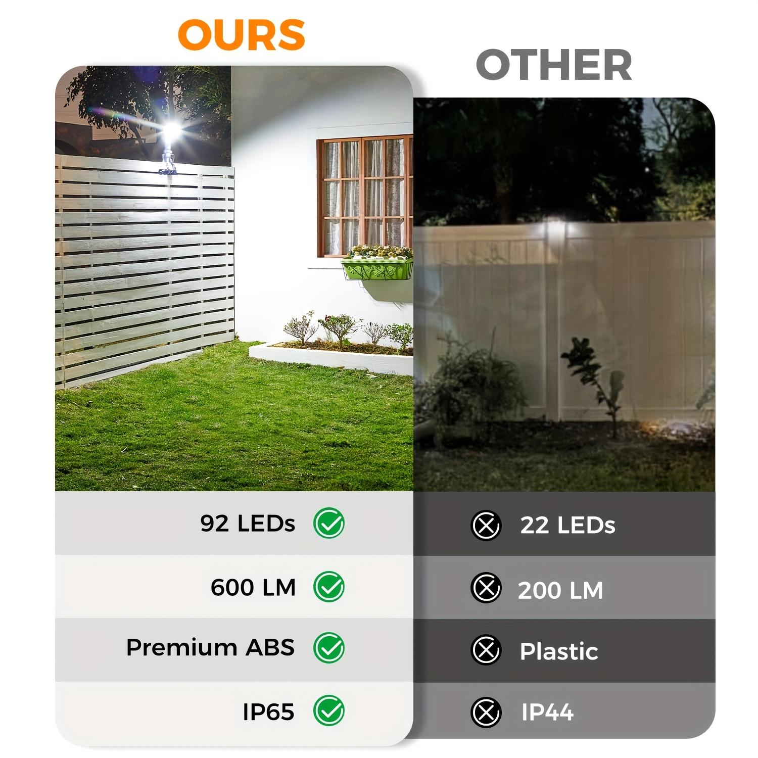 1/2/4 solar sports lights, outdoor solar LED lights, 600 lumens solar floodlights, IP65 waterproof solar safety lights, suitable for camping, courtyards, garden fences, balconies, courtyards, and emergency situations