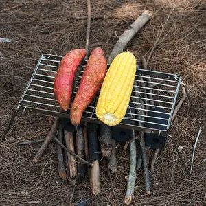 Large Folding Camping Grill, Stainless Steel BBQ Rack, Outdoor BBQ, Portable Campfire Griddle, Backpacking & Hiking Gear, Cooking Bbq Camping
