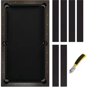 Billiard Pool Table Felt Cloth Replacement Kit with 6 Pcs Cloth Strips and Staple Remover
