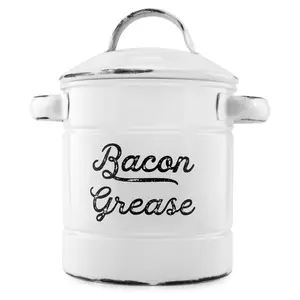 White Enamelware Bacon Grease Container (Case of 24)