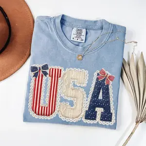 Comfort Colors Faux Patchwork Quilted Usa T-shirt, Vintage 250 Years Patriotic T-shirt, American Flag Shirt, 4th Of July, Cottagecore 250th America Anniversary