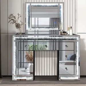 A66 Glass Mirror Makeup Vanity with LED Lighting