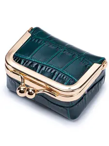 Mini Alligator Pattern Lock，top-grain leather  Jewelry Box, Multi-Functional Portable Coin Purse/earphone Storage Bag, Retro Cute Design