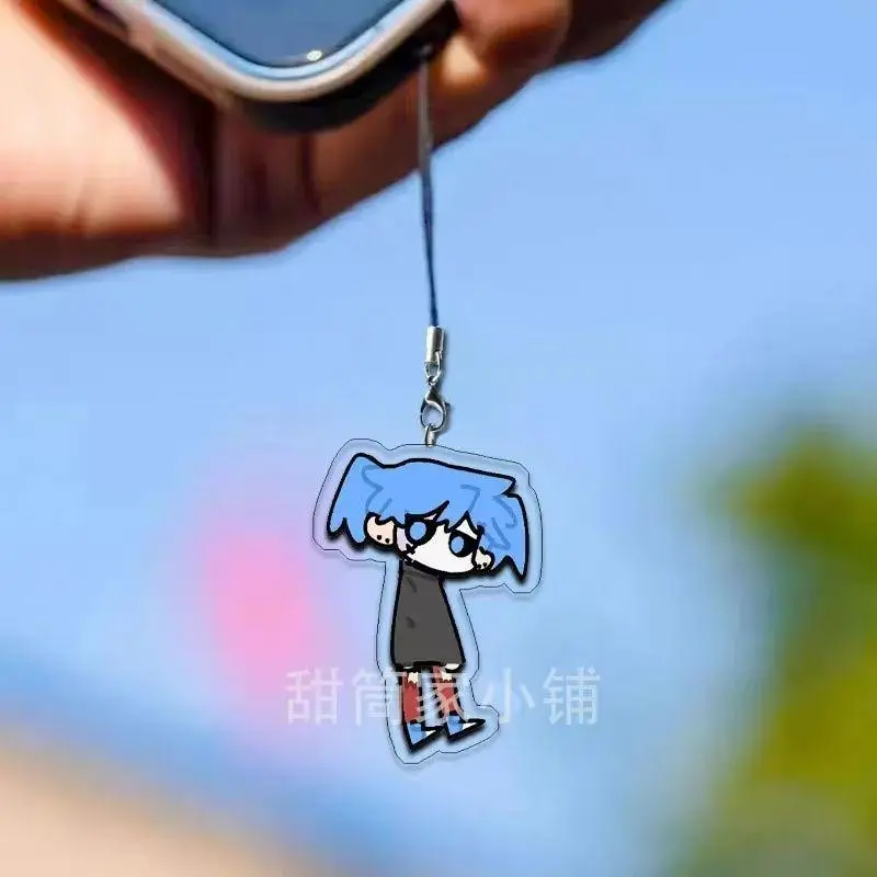 Game Sally Face Sal Larry Cosplay Key Chain Acrylic Phone Chain Bag Pendant Keychains Halloween Keyring Accessories