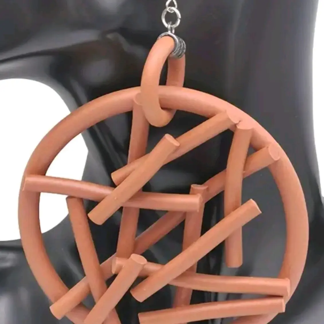 BROWN...Lightweight Rubber Tubing Fashion Earrings - Flexible and Comfortable