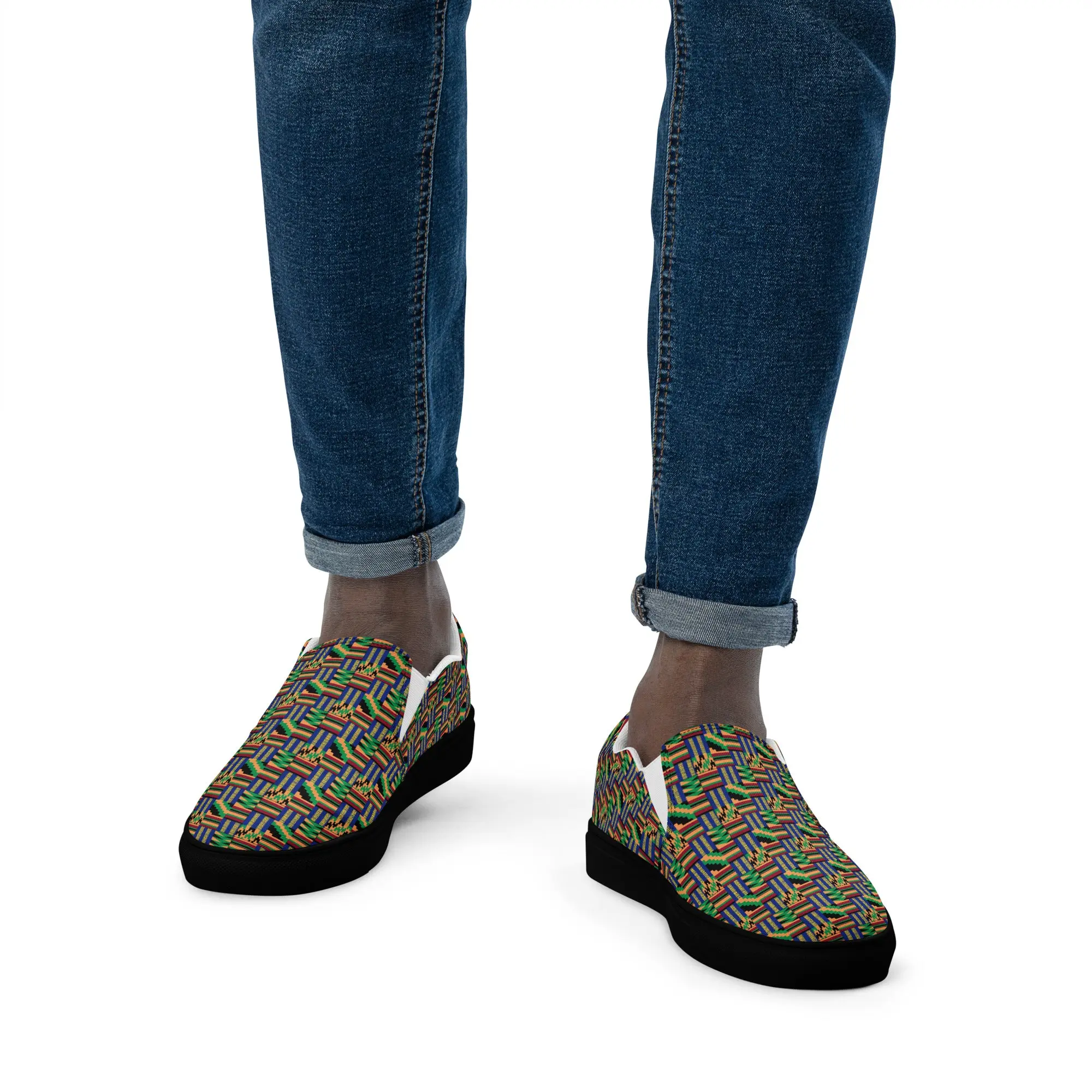 Akwaaba Kente Kicks - Men’s slip-on canvas shoes