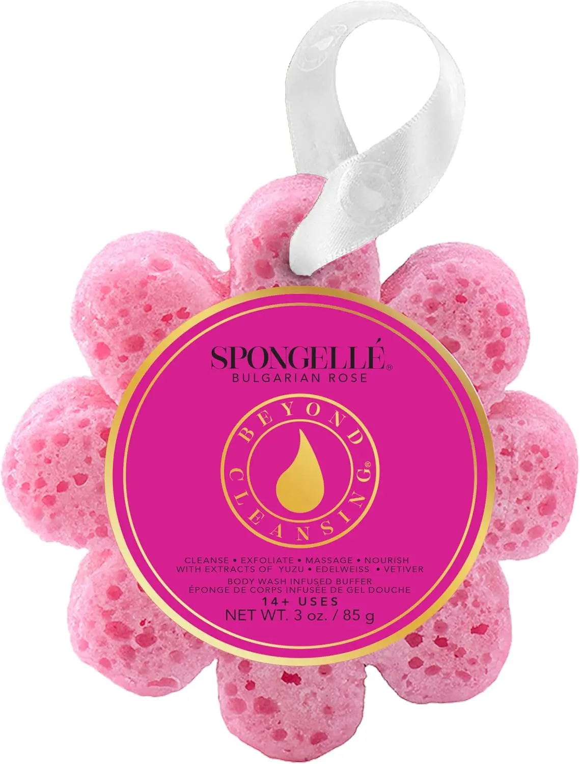 Spongellé Bulgarian Rose Wild Flower Body Wash Buffer Sponge, 14+ Uses