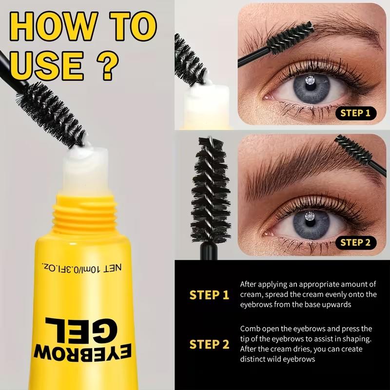 Brow gel with brush, 3D clear colorless setting eyebrow mascara, 12-hour long-lasting, waterproof and sweatproof, strong-hold shaping gel, Brow Lamination Gel, suitable for all eyebrow types, creates a bold eyebrow look,
