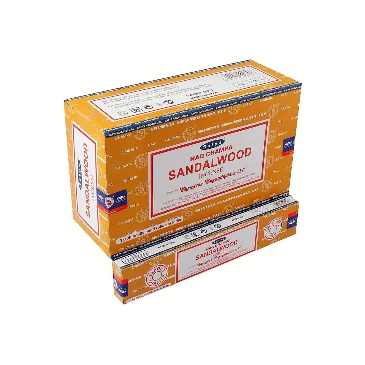 Satya Nag Champa Sandalwood Incense Sticks - Box 12 Pack - Total 180 Insence-Sticks Packet Perfume Scented Scent Aroma Freshener