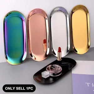 1pc Nail Tool Cleaning Tray, Stainless Organizer for Nail Clippers & Tweezers, Easy Clean Manicure Station Tray, Oval Storage Dish Nail Art Accessory Display Trays, Stainless Steel