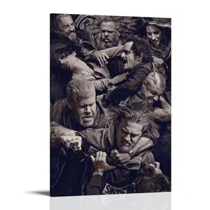 Canvas-Print Sons of Anarchy - Fight, Posters Music Album Cover Posters Canvas Wall Art High-Resolution Vintage Band & Artist Prints for Room
