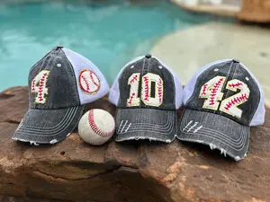 Custom Number Baseball Hats - Customizable Baseball Hat with Unique Number Design