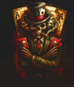 Halftone Skull Only for Black Fabric Ready to Press Heat Transfer DTF Transfer Direct to Film for Cotton and Polyester Garments