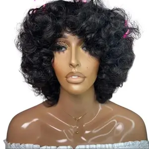 Brazilian Human Curly Wig with Bang - Loose Curly Style
