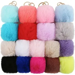 18 Pcs 8cm Imitation Rabbit Fur Ball Pendant Keychain Fluffy Faux Rabbit Fur Pompoms Keyring Pendant Accessories Beauty & Personal Care