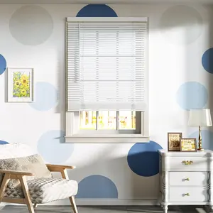 1" Cordless Blinds for Indoor Windows, 31" W X 64" H Window Blinds, Light Filtering Mini Blind, Horizontal White Blinds & Shades for Office Bedroom Kitchen Living Room