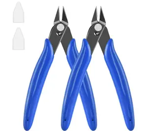 5 Inch Micro Flush Cutter, 2 Pack Small Wire Cutters Spring Loaded Cutting Pliers, Wire Cutters for Jewelry Making, Soft Copper Wire, Floral, Electronics, Model Craft, Heating Wire, 3D Print