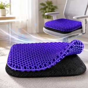 Double Thick Purple Gel Seat Cushion, Temperature Neutral Cooling Pad, Ergonomic Cushion for Long Sitting, Pain Relief Accessory for Driver, Office Worker & Wheelchair User