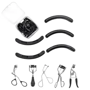 24PCS Silicone Eyelash Curler Refill Pads, Black - Universal Fit for Most Eyelash Curlers, Soft Elastic Replacement Pads with Transparent Storage Box